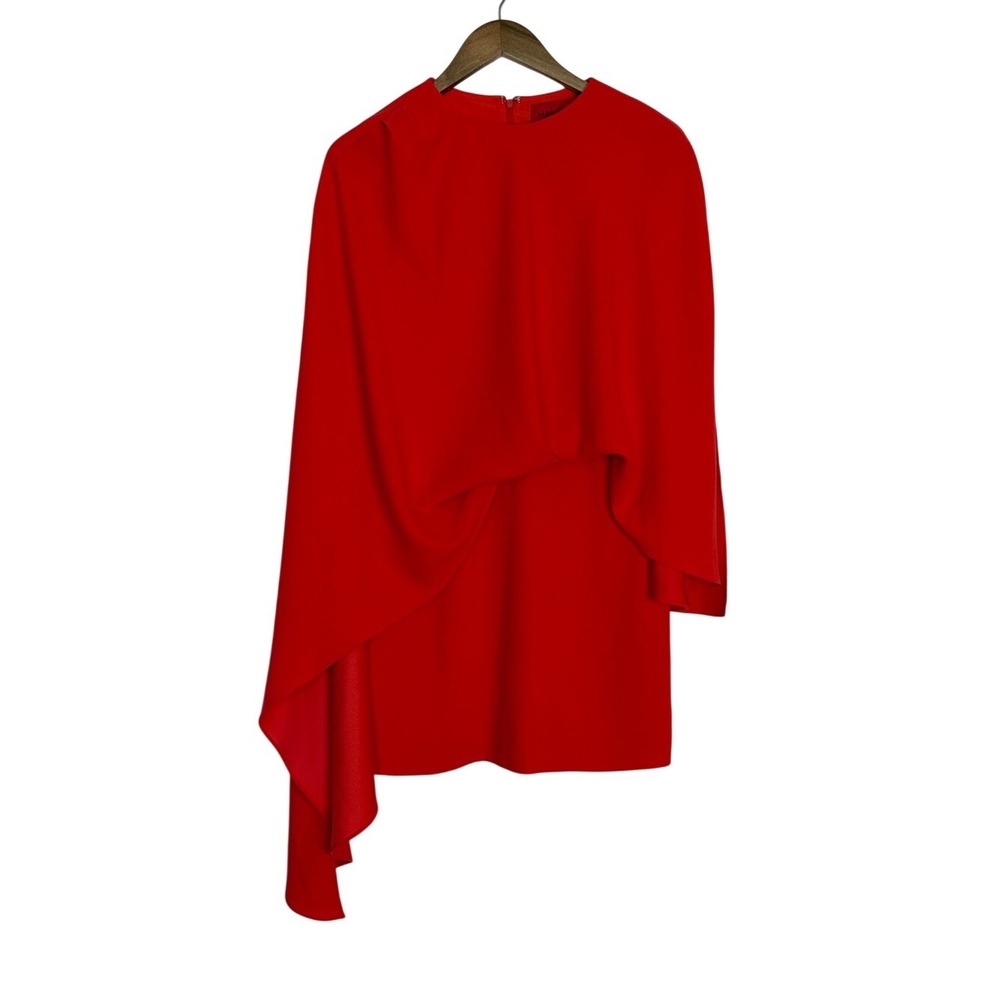 HALSTON Cape Sleeve Mini Dress Bright Orange Cocktail Dress NWOT